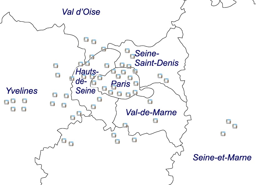 Carte Ile de france GMT